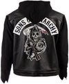 Sons of Anarchy Men's Black biker Club Motorbike SOA TV Series Leather hooded Jacket - Leons.pk