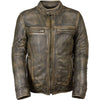 Men’s Vintage Cafe Racer Brown Stand Collar Triple Stitched Motorcycle Biker Distressed Leather Jacket - Leons.pk