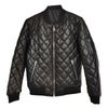 Men’s Black Biker Diamond Quilted Bomber Genuine Smooth Sheepskin Retro Classic Café Racer Motorcycle Leather Jacket - Leons.pk